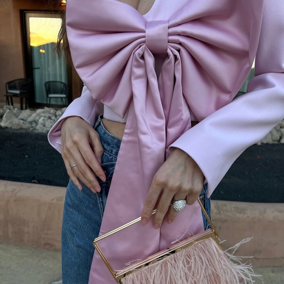 🦋 Bloggers Favorite 🦋 NWT Zara Crop Satin Effect Blazer Size M - Picture 10 of 16